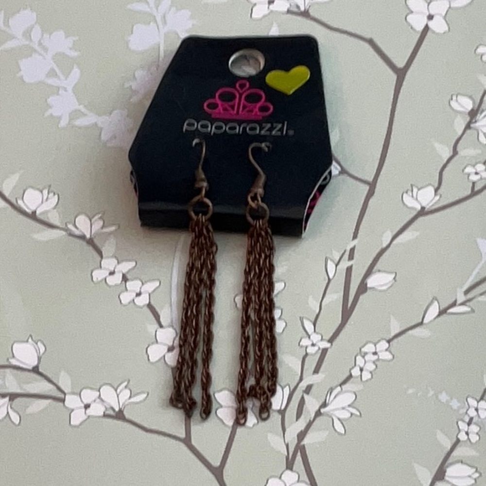 ❄️ Paparazzi | Bronzed Brown Chain Dangle Earrings Shabby Chic Boho